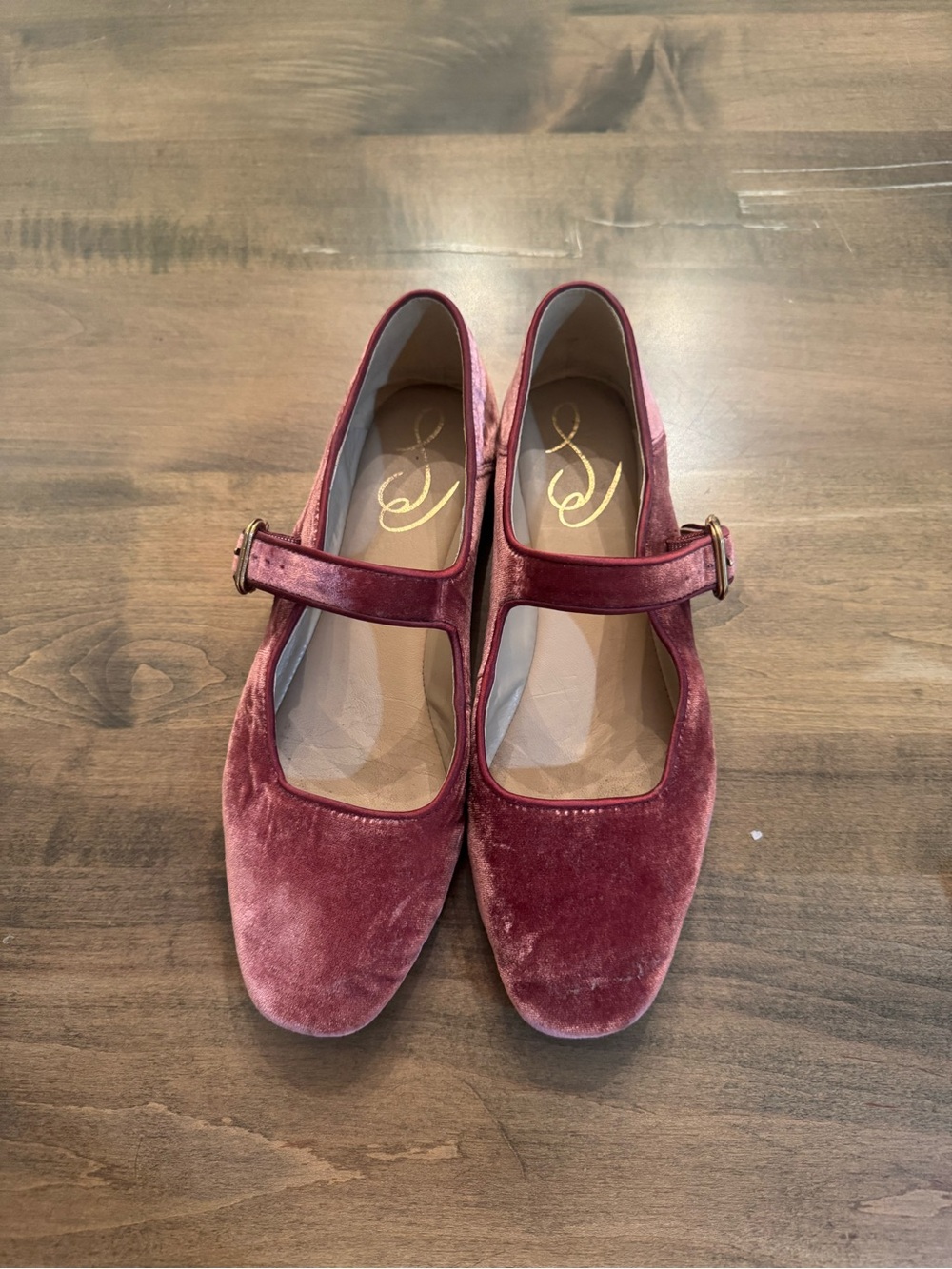 Sam Edelman Velvet Mary Jane Flats in Rose Wine